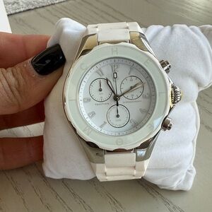 Michele White and Silver Chronograph Watch